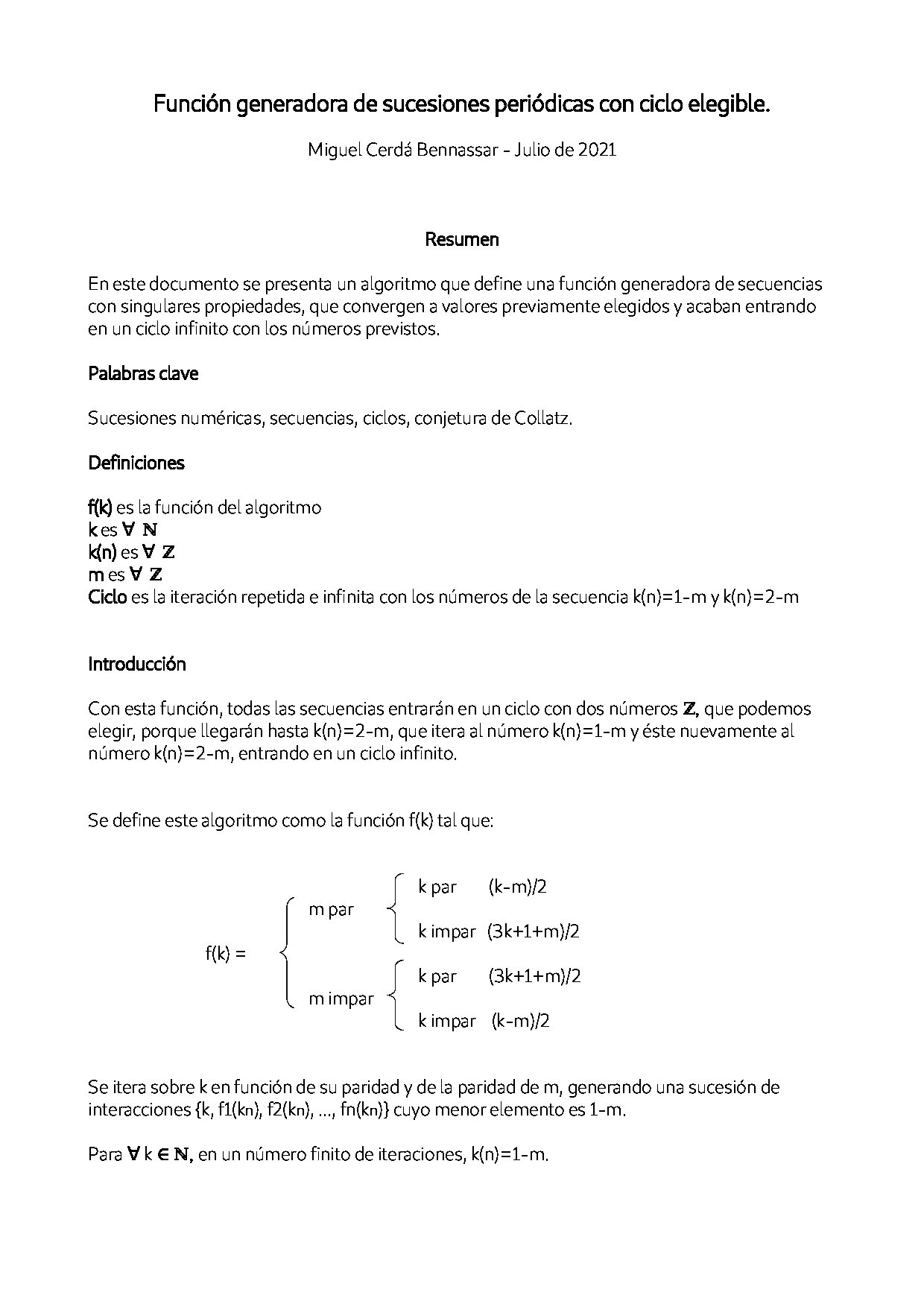 16.Funcion generadora de sucesiones periodicas con ciclo elegible